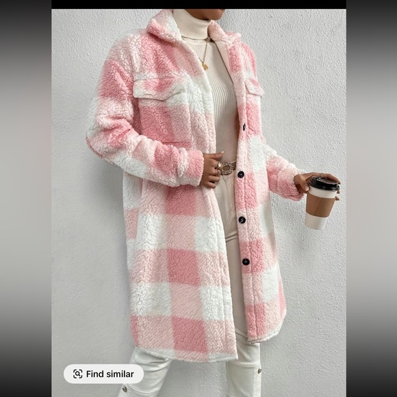 New Plaid Teddy Coat Size Medium - Picture 5 of 8